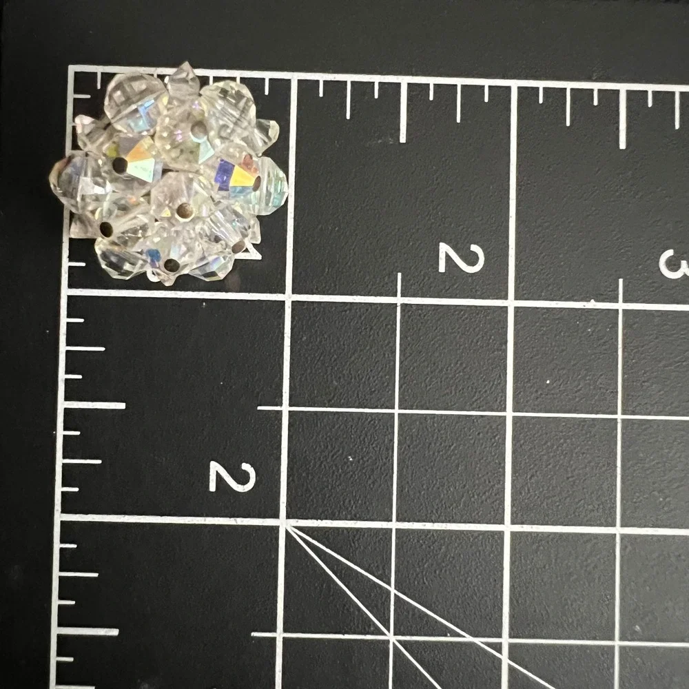 Laguna Vintage AB Crystal Bead Cluster Clip On Earrings 1 Inch Cottagecore